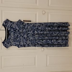 NWT ILE sleeveless stretch blue white dress sz 16